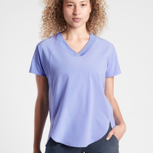 Athleta Tops - Athleta Periwinkle Zephyr Short Sleeve V-Neck Tee
